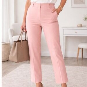 J.Crew Soft Pink Ankle Crop Straight Leg Pants Size 6 Stretch Cotton Office